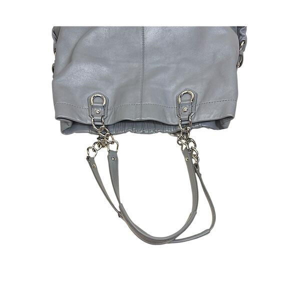 Coach Ashley Ruched Leather Satchel Gray Chain Shoulder Bag - Picture 5 of 15